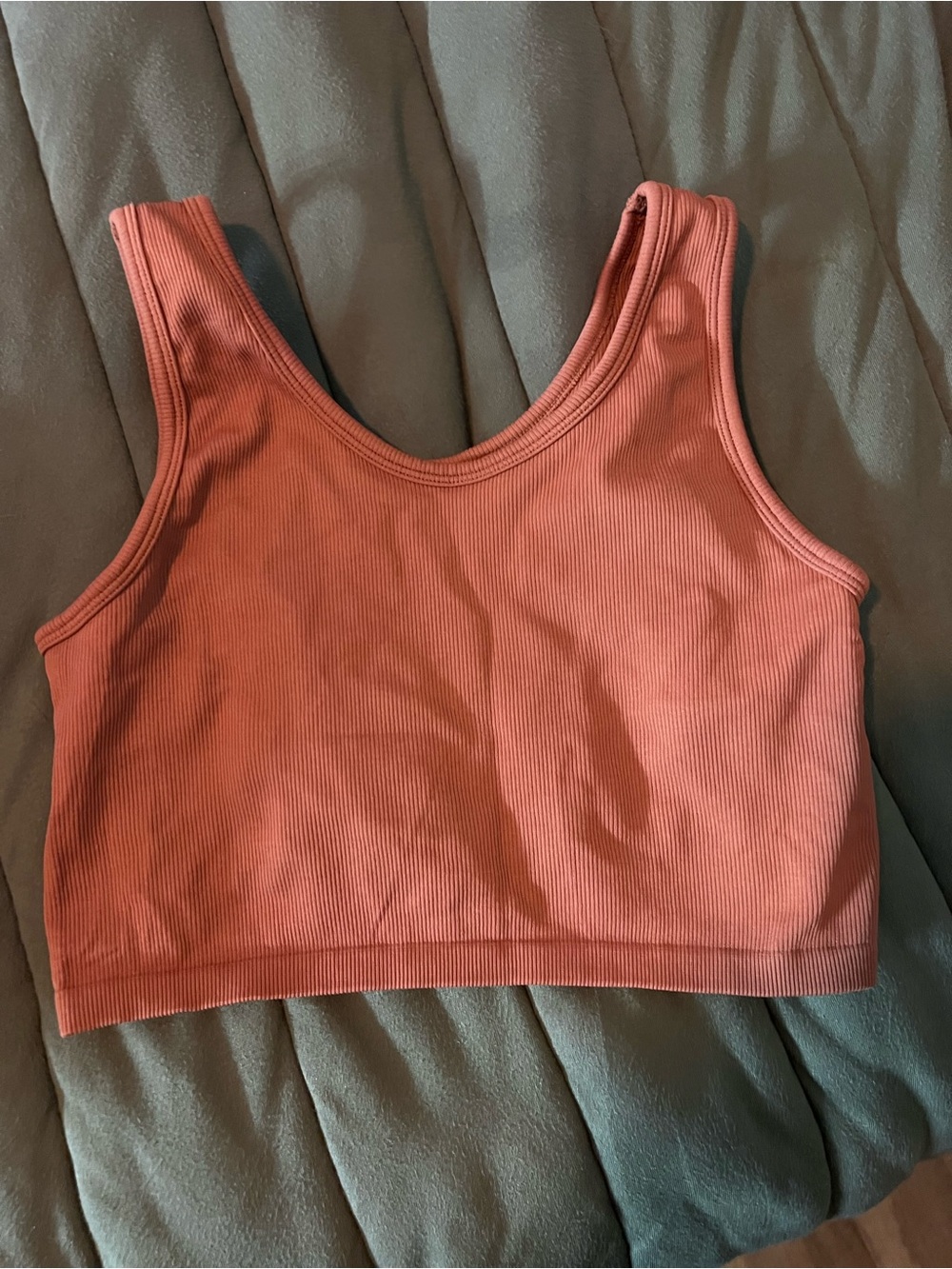 aerie Ribbed Crop athletic Tank in Rust Orange